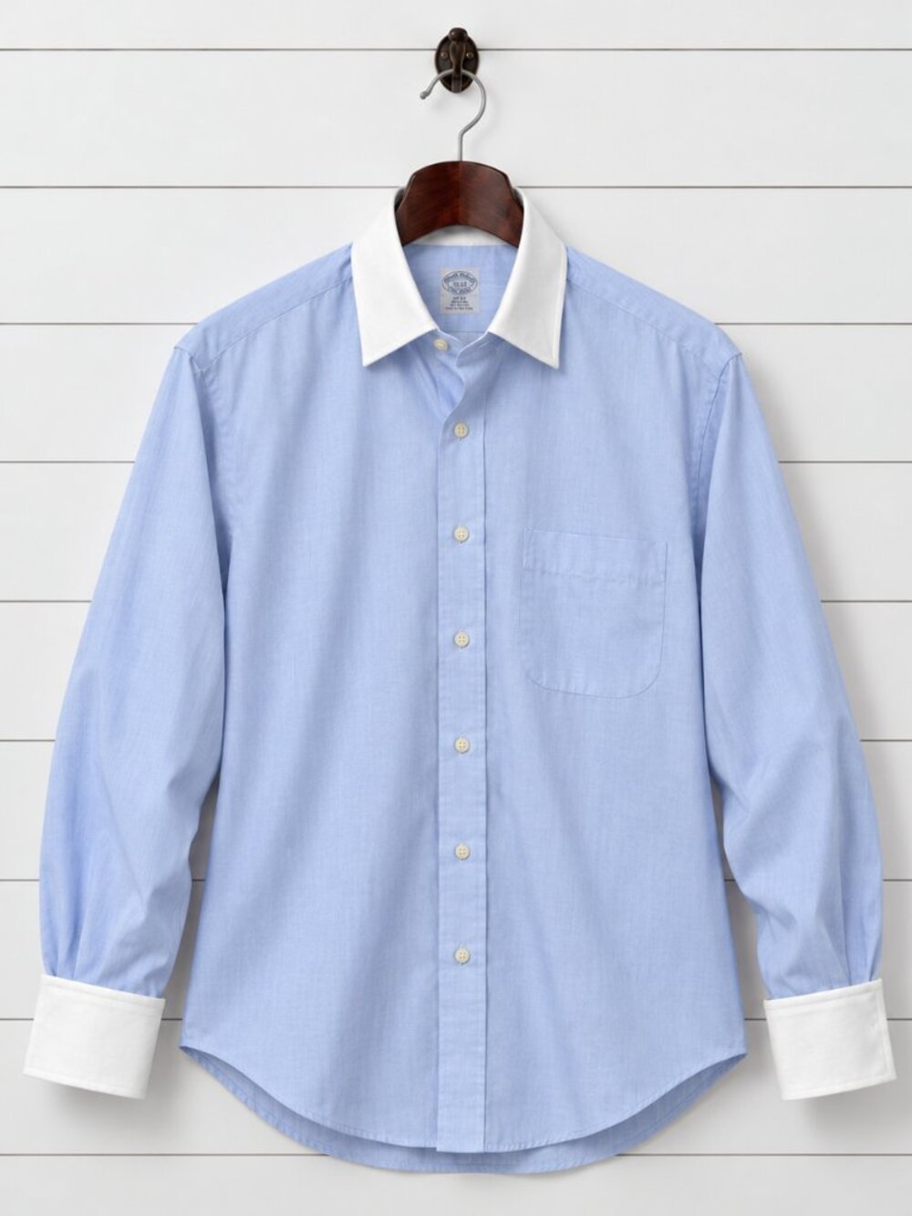 Brooks Brothers Slim Fit 15-33 Blue White French Cuff Dress Shirt Old Money